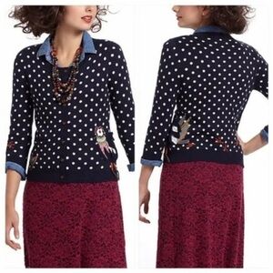 FINAL PRICE Anthropologie Charlie and Robin Snowbird Polka Dot Cardigan